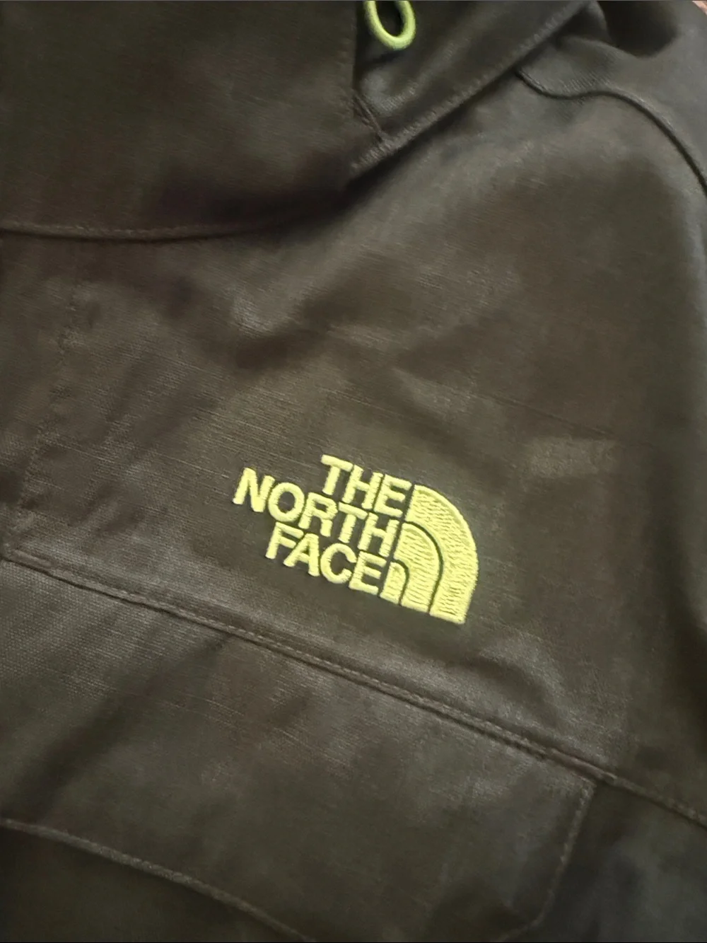 The North Face men’s Hooded Raincoat - Olive Green with Lime Accent